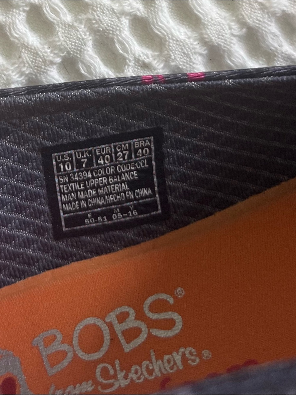 Bob's by Sketcher Gray Canvas Slip-Ons with Pink Accent Pattern - Picture 3 of 3